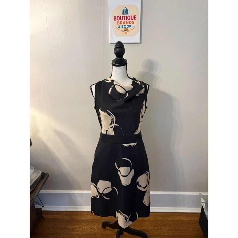 The Limited NWT Abstract Floral Cowl Neck Sheath Dress Black Cream Size 4